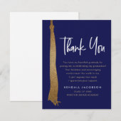 Carte De Remerciements Bac de diplôme Tassel Gold Blue Moderne (Devant / Derrière)