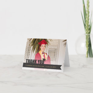 Carte De Remerciements Bac de graduation de ruban à superposition noire P