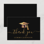 Carte De Remerciements Bac De Graduation Et Noir D'Or Tassel (Devant / Derrière)