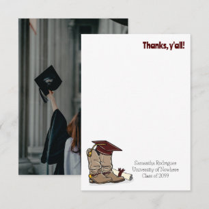 Carte De Remerciements Bac de graduation Maroon et amorce Cowboy