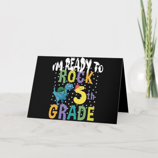 Carte De Remerciements Back to School I'm Ready To Rock 5th Grade Dino (Devant)