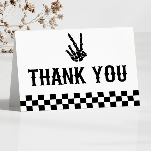 Carte De Remerciements Bad Two The Bone Skeleton 2e fête d'anniversaire