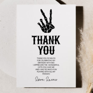 Carte De Remerciements Bad Two The Bone Skeleton 2e fête d'anniversaire