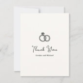 Carte De Remerciements Bagues Dessinées à la Main Doodle Mariage Moderne (Devant)