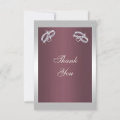 Carte De Remerciements Bagues en argent mousseux & Burgandy (Devant)