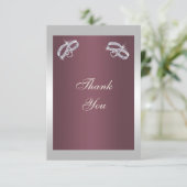 Carte De Remerciements Bagues en argent mousseux & Burgandy (Debout devant)