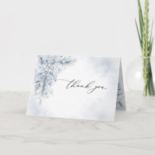 Carte De Remerciements Baies blanches gelées Mariage d'hiver plié