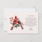 Carte De Remerciements Baies de cardinaux rouges Anniversaire (Devant)