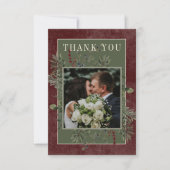 Carte De Remerciements Baies d'hiver rustiques et Mariage de Bourgogne (Devant)