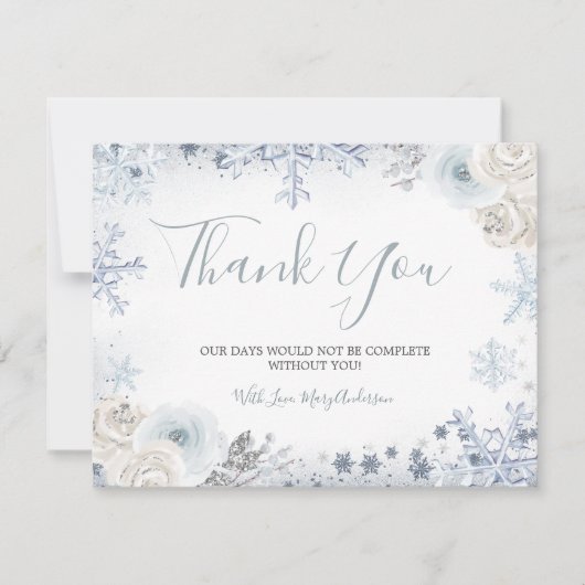 Carte De Remerciements Baignade de neige hivernale dans la douche de mari (Devant)