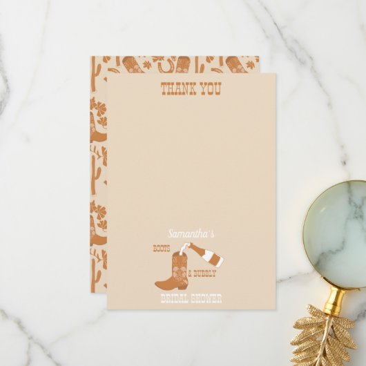 Carte De Remerciements Baigneade de mariage rustique occidental chaussure (Devant/Arrière en situation)
