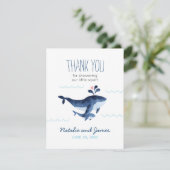 Carte De Remerciements Baignée de bébé Baleines Nautiques Sous l'Océan (Debout devant)