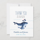 Carte De Remerciements Baignée de bébé Baleines Nautiques Sous l'Océan (Dos)