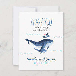 Carte De Remerciements Baignée de bébé Baleines Nautiques Sous l'Océan