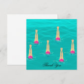 Carte De Remerciements Baigneurs Nager Synchronisé Sous L'Eau (Devant / Derrière)