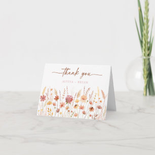 Carte De Remerciements Baigneuse de mariage bohème en terre cuite à fleur