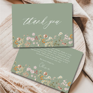 Carte De Remerciements Baigneuse de Mariage Fleur de Sages Vertes