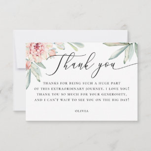 Carte De Remerciements Baigneuse Florale de Mariage Botanique Aquarelle