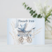 Carte De Remerciements Baignoire Bleue Bleu Flore Belle (Debout devant)