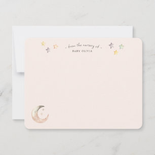 Carte De Remerciements Baignoire Céleste Lune et Étoiles Rose Fille Bébé