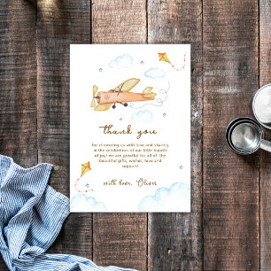 Carte De Remerciements Bain de bébé avion vintage aquarelle