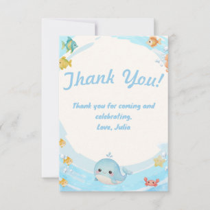 Carte De Remerciements Bain de bébé dauphin vague bleu aquarelle