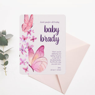 Carte De Remerciements Baisers à papillon et voeux pour bébé Papillon r