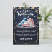 Carte De Remerciements Bal Basket Élégant : Une fête de la révélation de  (Debout devant)