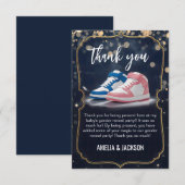 Carte De Remerciements Bal Basket Élégant : Une fête de la révélation de  (Devant / Derrière)