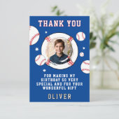 Carte De Remerciements Bal de baseball à thème Anniversaire Photo (Debout devant)