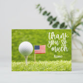 Carte De Remerciements Bal de golf et drapeau américain (Debout devant)