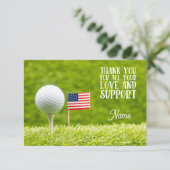 Carte De Remerciements Bal de golf et drapeau américain (Debout devant)