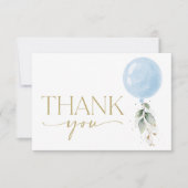 Carte De Remerciements Balcon Bleu, Eucalyptus, Verdure, Baby shower (Devant)