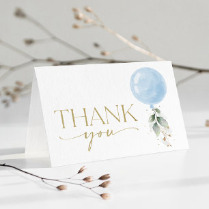 Carte De Remerciements Balcon Bleu, Eucalyptus, Verdure, Baby shower