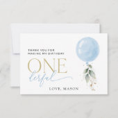 Carte De Remerciements Balcon Bleu, Eucalyptus, Verdure, Premier Annivers (Devant)