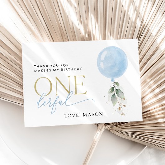 Carte De Remerciements Balcon Bleu, Eucalyptus, Verdure, Premier Annivers