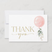 Carte De Remerciements Balcon rose, Eucalyptus, Verdure, Baby shower (Devant)