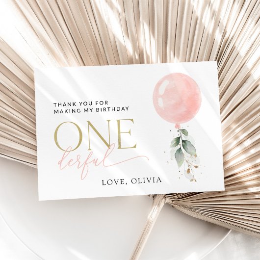 Carte De Remerciements Balcon rose, Eucalyptus, Verdure, Premier Annivers