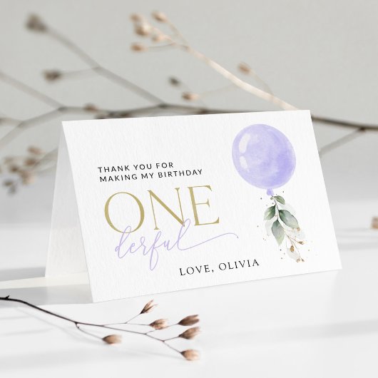 Carte De Remerciements Balcon Violet, Verdure, Feuillage, Premier Anniver