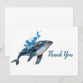 Carte De Remerciements Baleine à bosse bleue (Devant / Derrière)