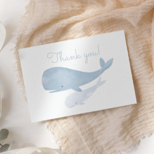 Carte De Remerciements Baleine aquatique sous le Baby shower marin