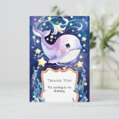 Carte De Remerciements Baleine bleu simple pour enfants anniversaire (Debout devant)