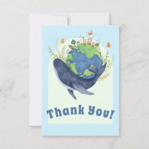 Carte De Remerciements Baleine bleue moderne mignonne pour la Journée de