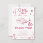 Carte De Remerciements Baleine rose au-dessus de la mer 1er anniversaire (Devant)