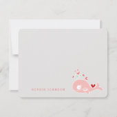 Carte De Remerciements Baleine rose Enceinte Avec Baby shower Twins (Devant)