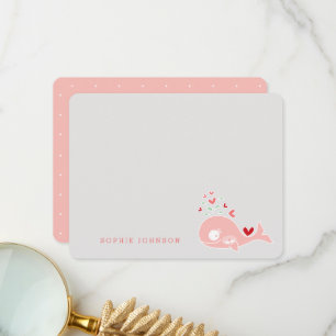 Carte De Remerciements Baleine rose Enceinte Avec Baby shower Twins