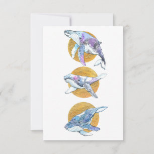 Carte De Remerciements Baleines Trio flotter et rêve