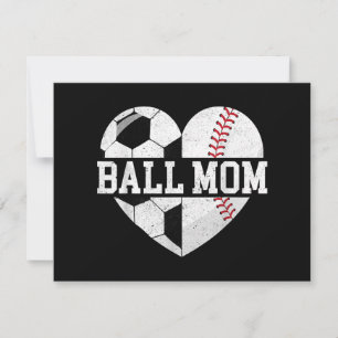 Carte De Remerciements Ball Maman Chemise Coeur Funny Baseball Soccer Mam