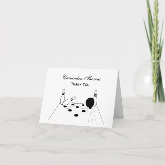 Carte De Remerciements Balle de bowling de sport et poupées (Devant)