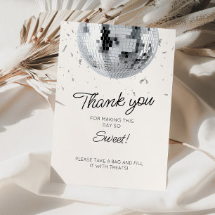 Carte De Remerciements Balle Disco Argent Anniversaire